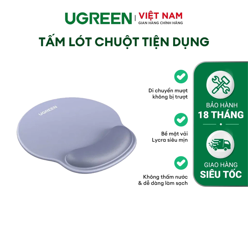 Tấm lót chuột tiện dụng cao cấp Ugreen | Chống trượt | Không thấm nước | Bảo hành chính hãng 25243 25244 25245