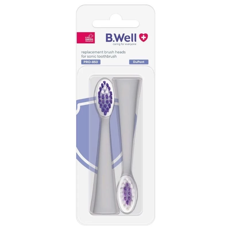 Vĩ 2 đầu thay bàn chải đánh răng điện Bwell Pro 850 ( Màu Trắng /Màu Đen)