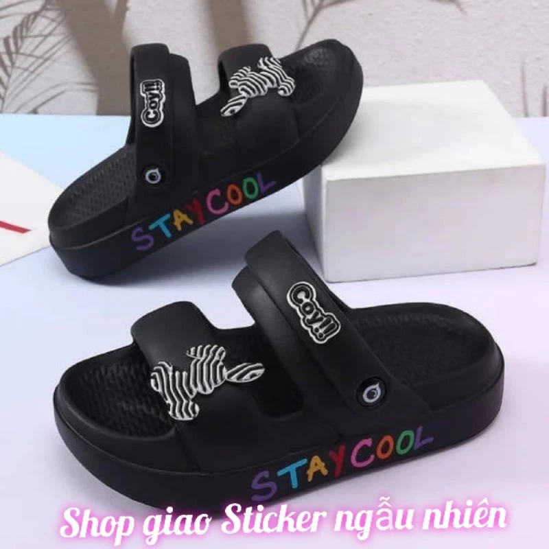 Dép Sandal Quai Hậu Đế Cao 4cm  ( Bản Sticker Thỏ)