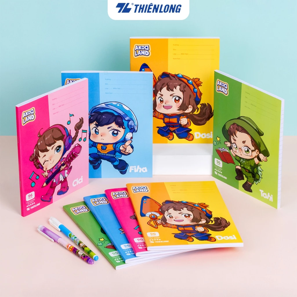 Combo 5/10 Tập học sinh Thiên Long 96 trang 4 ô ly vuông 2mm 100gsm TP-NB061/AK - Vở học sinh Akooland dày, thiết kế đẹp