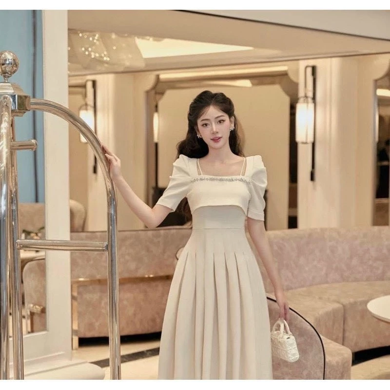 ĐẦM DỰ TIỆC COTTON LẠNH THOÁNG MÁT ĐÍNH ĐÁ SANG TRỌNG DỄ MẶC PHÙ HỢP THỜI TRANG