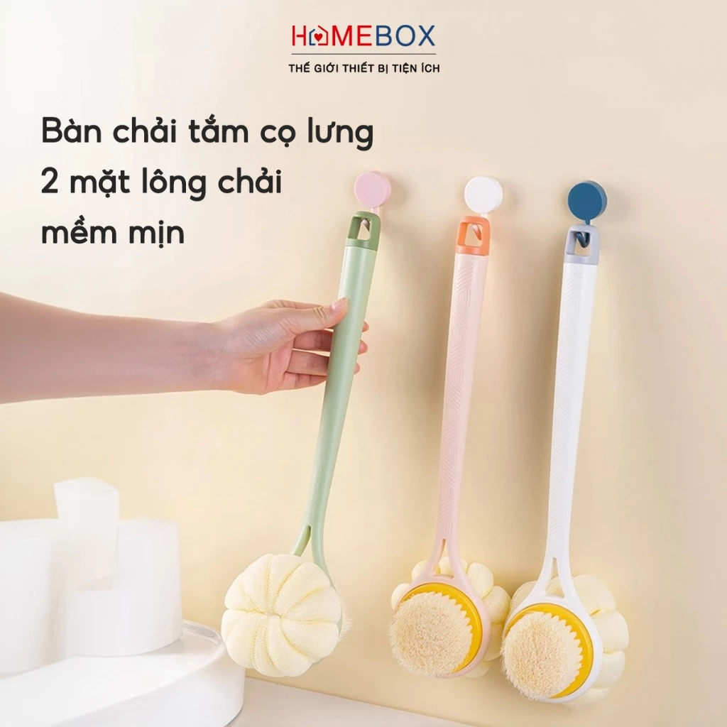 Cây Cọ Lưng 2 Mặt Tẩy Tế Bào Chết Massage, Bàn Chải Cọ Lưng Thư Giãn Bông Tắm Chà Lưng