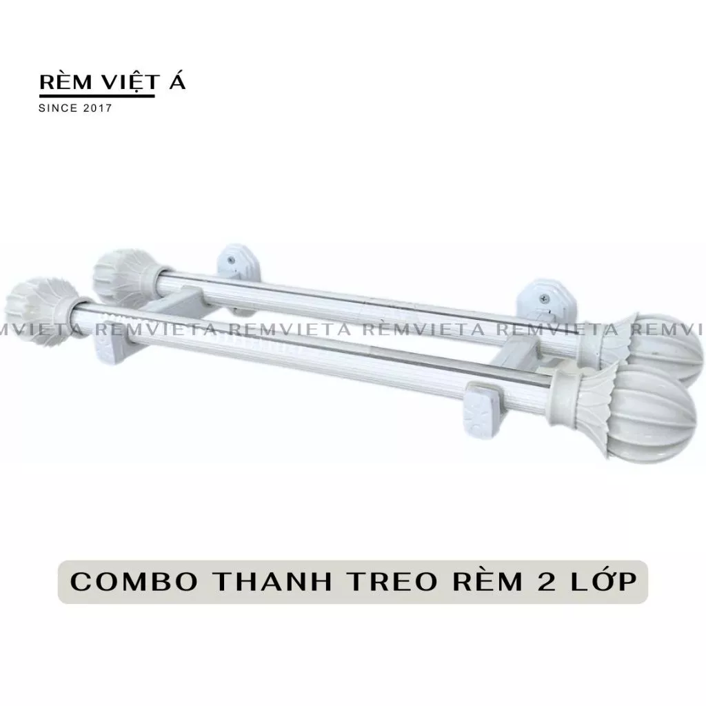 COMBO THANH TREO RÈM 2 LỚP TỪ 1.0 - 4.0M ĐẦY ĐỦ PHỤ KIỆN (Thanh Treo Đôi, tặng kèm ốc vít)