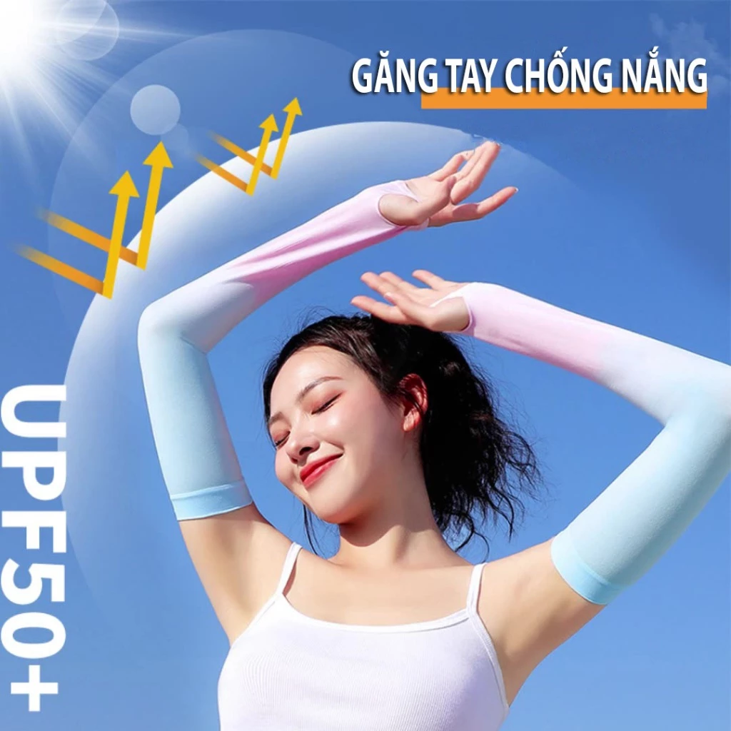 Ống tay chống nắng nữ màu sắc trẻ trung năng động Chất liệu co giãn 4 chiều dệt dày dặn giúp chống nắng và côn trùng