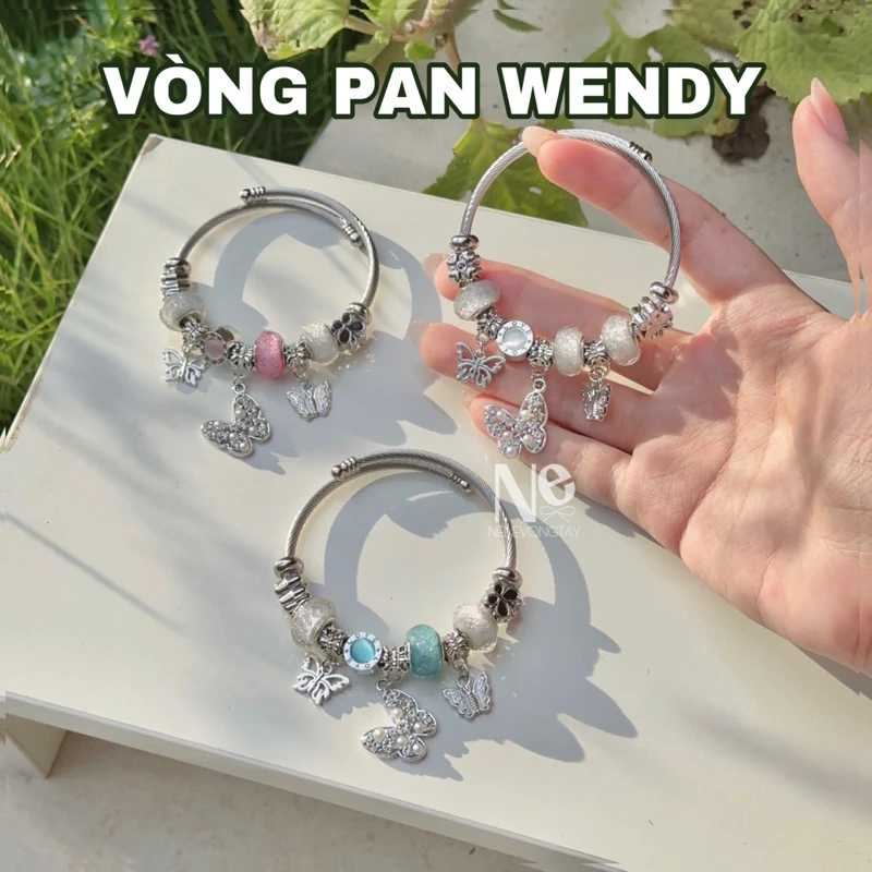[TặngSơnBóng+Hộp] Vòng tay Pan Wendy 3 màu Nene - charm hợp kim- phụ kiện xinh đẹp tự điều chỉnh