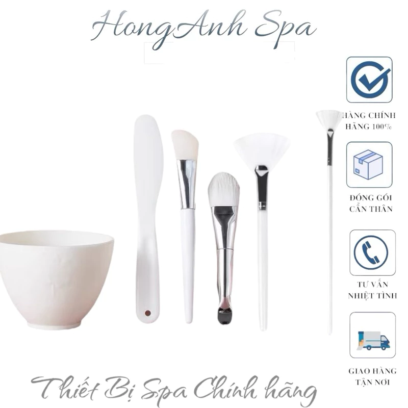 Đồ Bát Pha trộn Bột Mặt Nạ mỹ phẩm THÌA Chổi Cọ Silicon Bát Thủy Tinh Nhựa cọ Peel Da Ngắn Dài