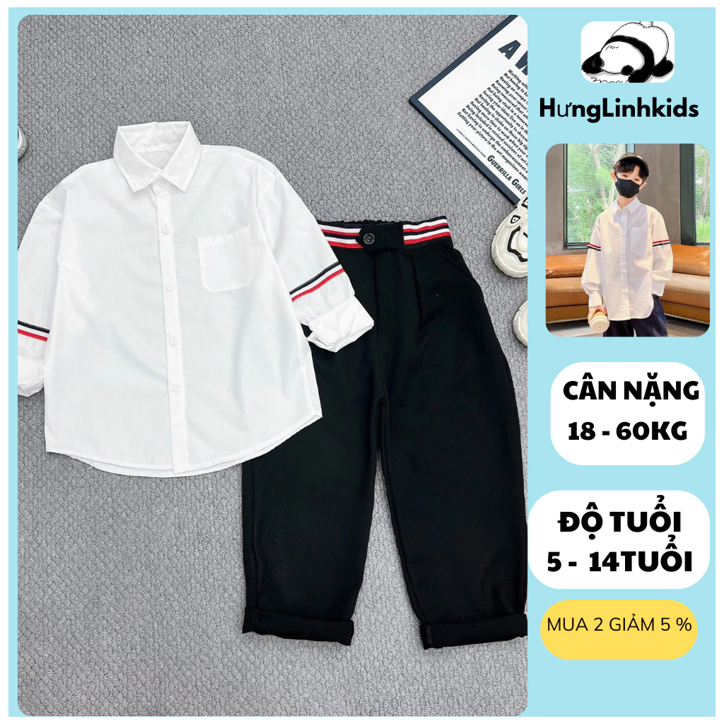 Áo Sơ Mi Dài Tay Bé Trai Phong Cách Hàn Quốc Chất Liệu Sơ Mi Không Nhăn Mặc Đi Học Đi Chơi---