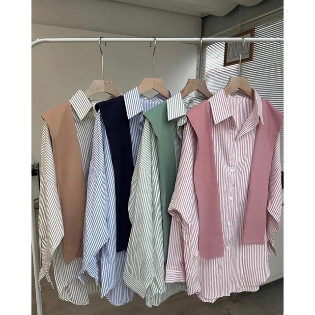 [tặng kèm khăn] Áo sơ mi nữ kẻ kèm KHĂN, Áo sơ mi ulzzang unisex phong cách Hàn Quốc chất mềm mịn FORM RỘNG Mã SM04