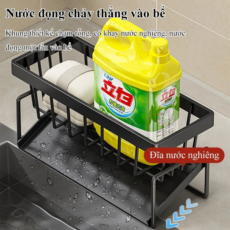 Kệ Đựng Đồ Rửa Chén Bát, Giá Để Giẻ Rửa Chén Trên Bồn Có Khay Hứng Nước Nghiêng