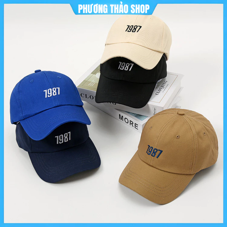 Mũ lưỡi trai nam nữ 1987 đa dạng họa tiết thêu chữ, Nón lưỡi trai kiểu dáng ulzzang form unisex nam nữ