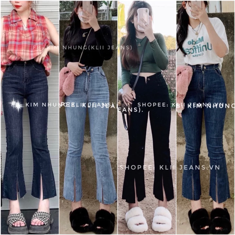 Quần jean ống Loe Xẻ nữ lỡ 92cm( dành cho các bạn m45-m62)  💥 Sẵn shop KLii Jeans