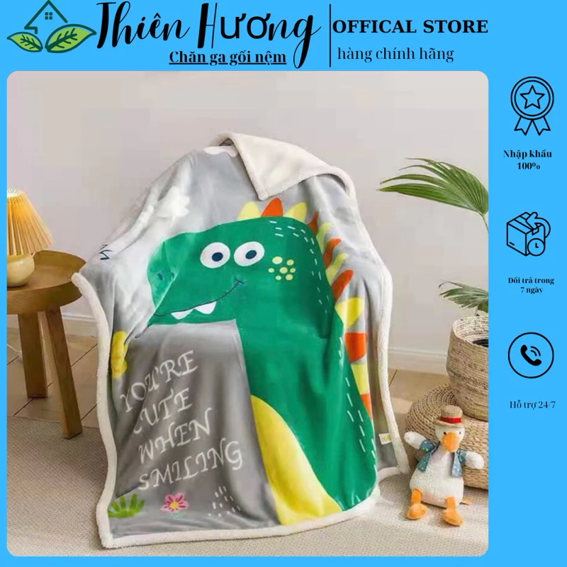 Chăn lông cừu trẻ em 2 lớp siêu mềm mịn đắp 4 mùa size 100x140cm dùng ở nhà mang đi học rất tiện lợi