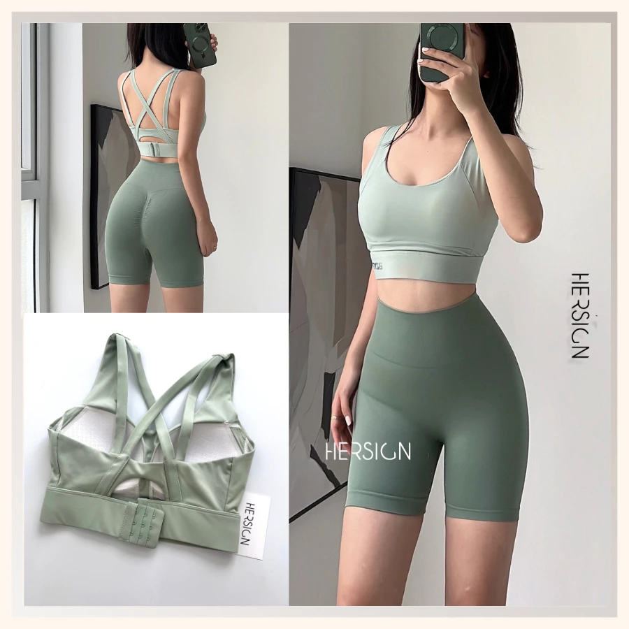 Bộ đồ tập gym nữ Set tập yoga nữ Áo bra quần ngố biker nữ HERSIGN-SMIXB10N20B BST HERSIGN BARE FORM