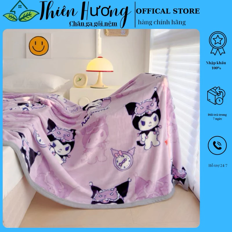 Chăn tuyết nhung DISNEY cao cấp mềm mịn cho bé đi học, Mền tuyết nhung cho bé size 100x150cm-Thiên Hương
