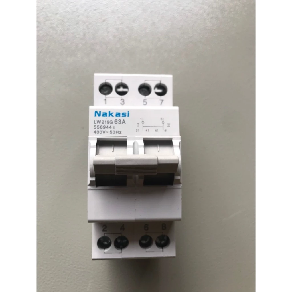 Aptomat đảo chiều 2P 63A Nakasi - Át đảo 2P 63A cho 2 nguồn điện