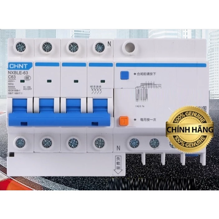 Át chống dò chống giật CHINT NXBLE 3PN 32A, 40A, 63A - Aptomat chống dò CHINT 1P+N, 3P+N