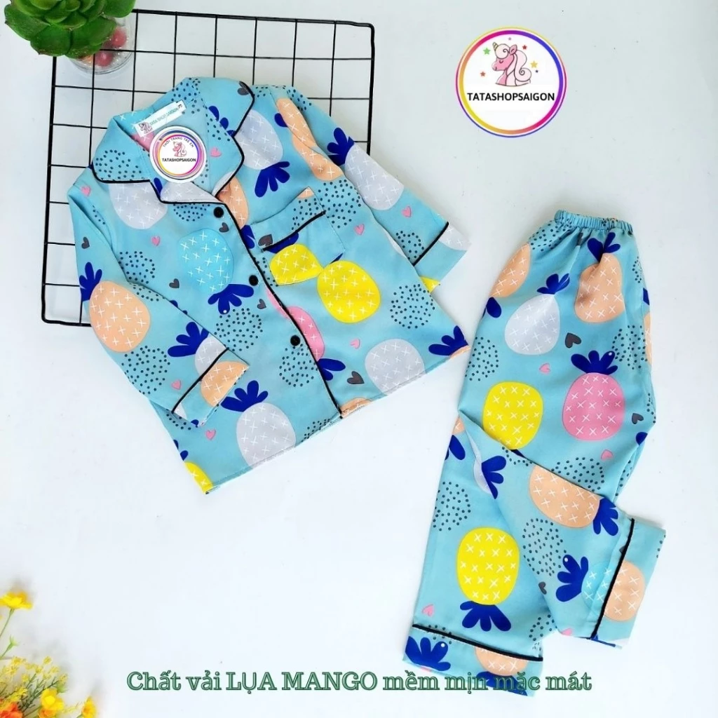 11 đến 42kg - Bộ ngủ Pijama bé trai bé gái tphcm - Bộ pyama dài tay cho bé trai bé gái size đại vải lụa mango 089