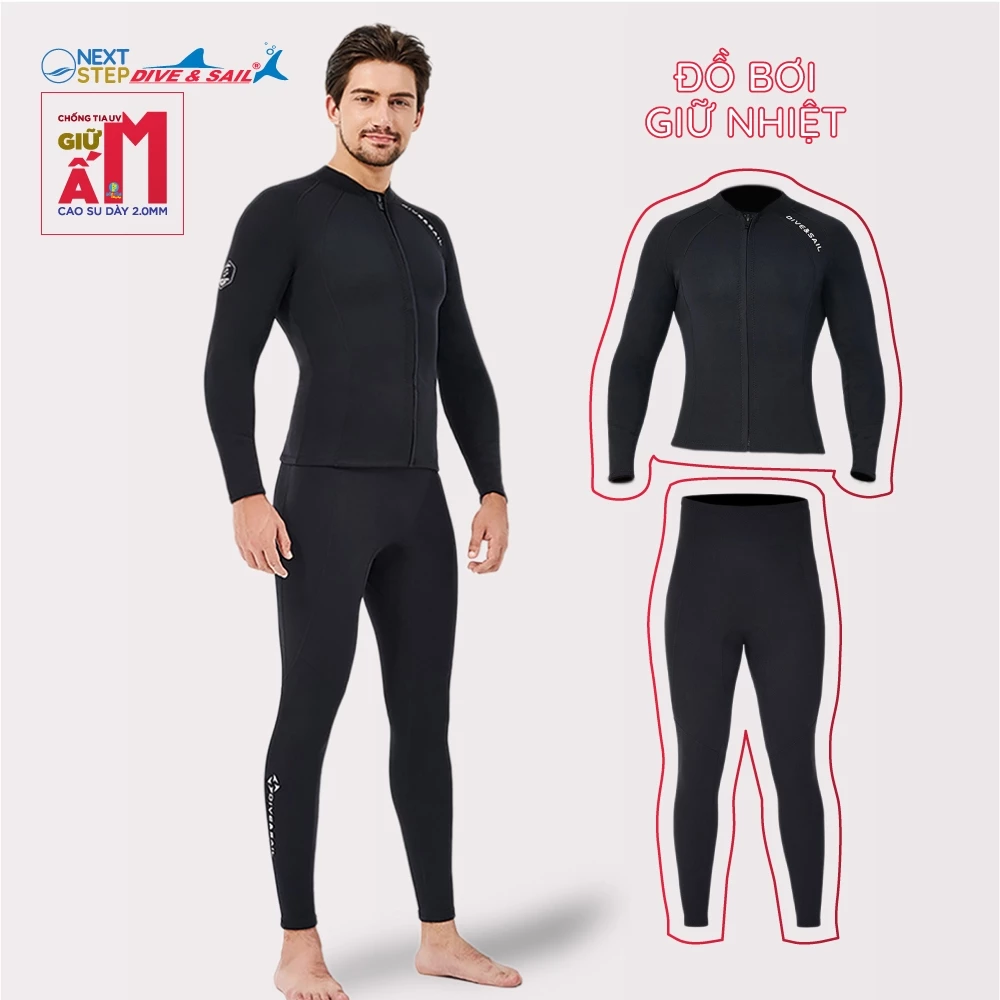 Đồ bơi giữ nhiệt nam hiệu DIVE AND SAIL thể thao bơi lội lặn chuyên nghiệp chất liệu cao su dày 2mm