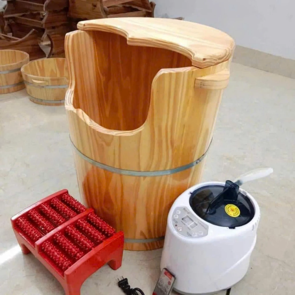 Thùng gỗ xông chân LOẠI 1⚡️ full phụ kiện⚡️xông chân