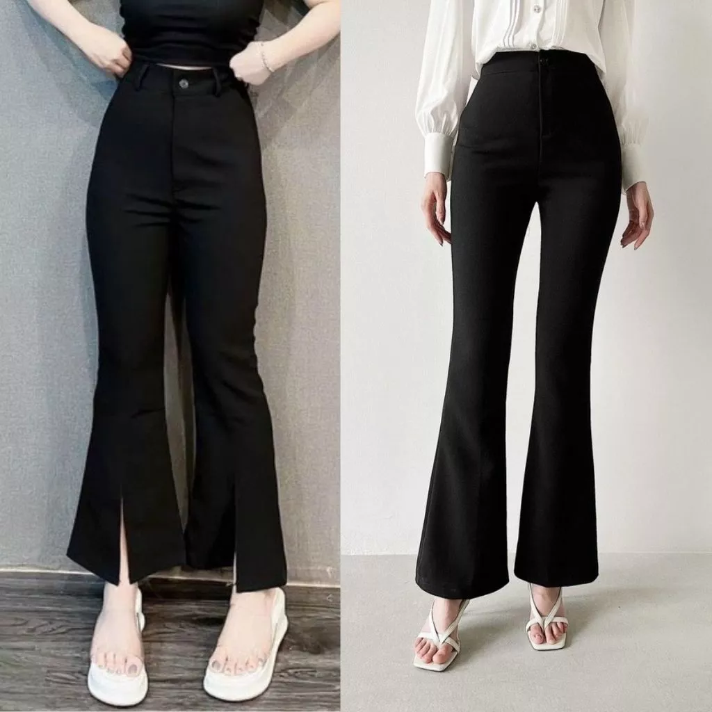 Quần Dài Bigsize Nữ Ống Loe Và Xẻ Tà Vải Umi Mát Mềm Co Giãn Thoải Mái Cạp Cao Thời Trang Công Sở Năng Động Q518 Q519