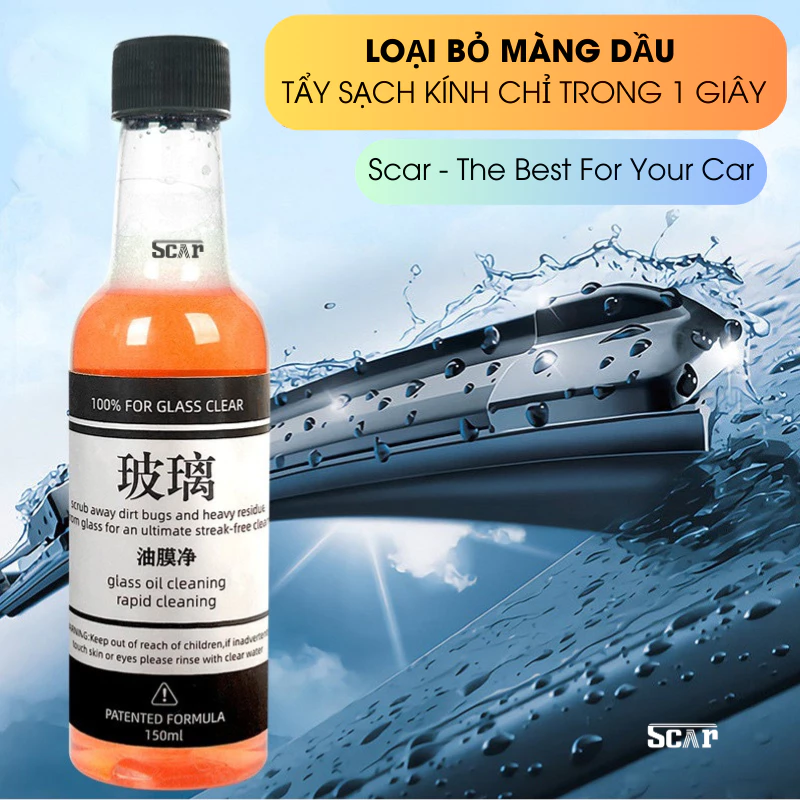 Nước rửa kính tẩy vết bẩn, mảng dầu trên kính lái xe ô tô dung tích 150ml Scarvn
