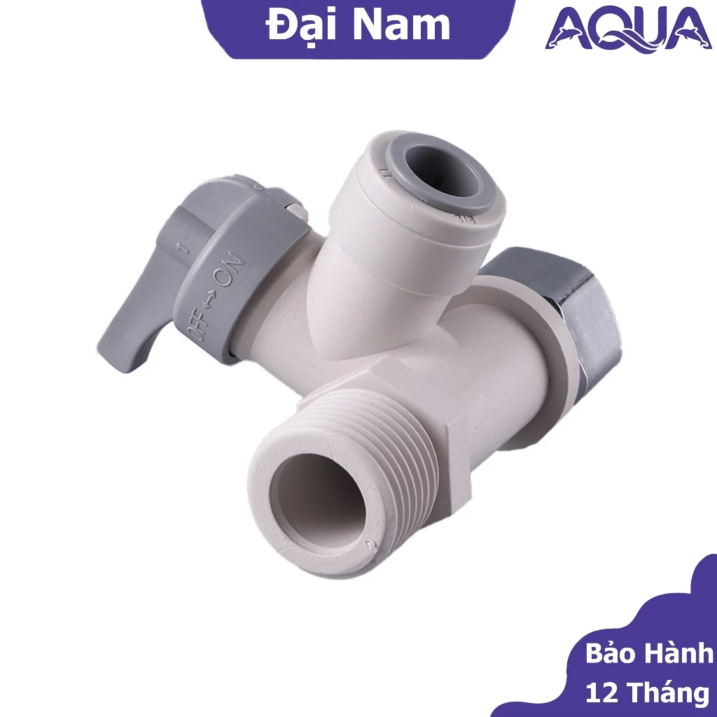 Van chia nước, van cấp nước máy lọc nước - Khẩu khoá ren 21 ra ống 10mm 6mm - Linh kiện máy lọc nước