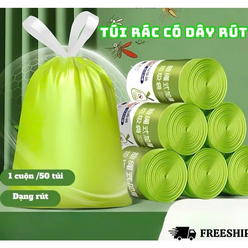 Túi đựng rác siêu dai hương ngải cứu xua đuổi ruồi muỗi và côn trùng, có dây rút siêu tiện lợi BA88