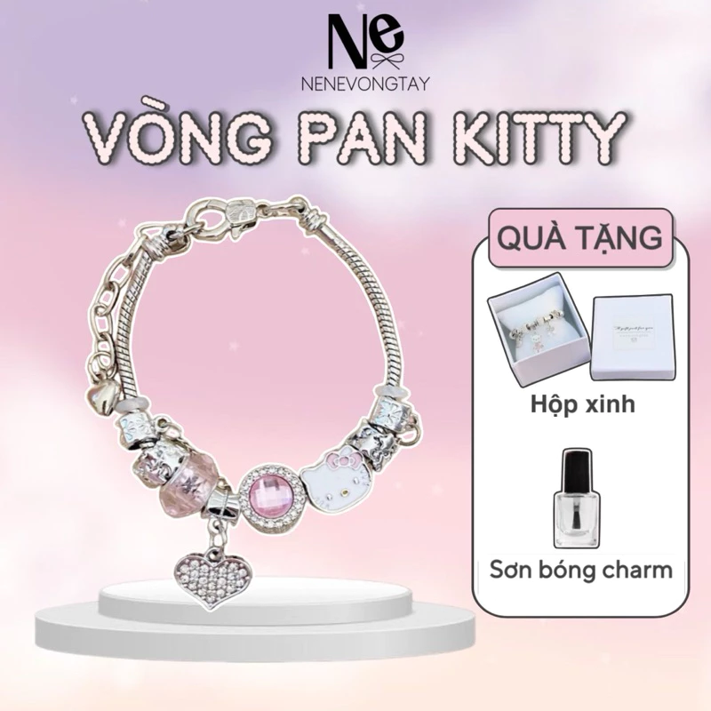 [TặngSơnBóng] Vòng tay Pan Kitty Nene - bst Flowers - charm hợp kim - phụ kiện thời trang nữ - vòng xinh