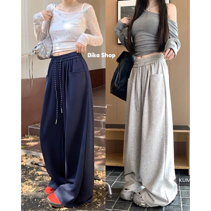 Quần Nỉ ống rộng cao cấp, thiết kế túi mới hotstrend 2026. quần ống suông nữ cạp cao hách dáng dễ mặc ( Nỉ T1)