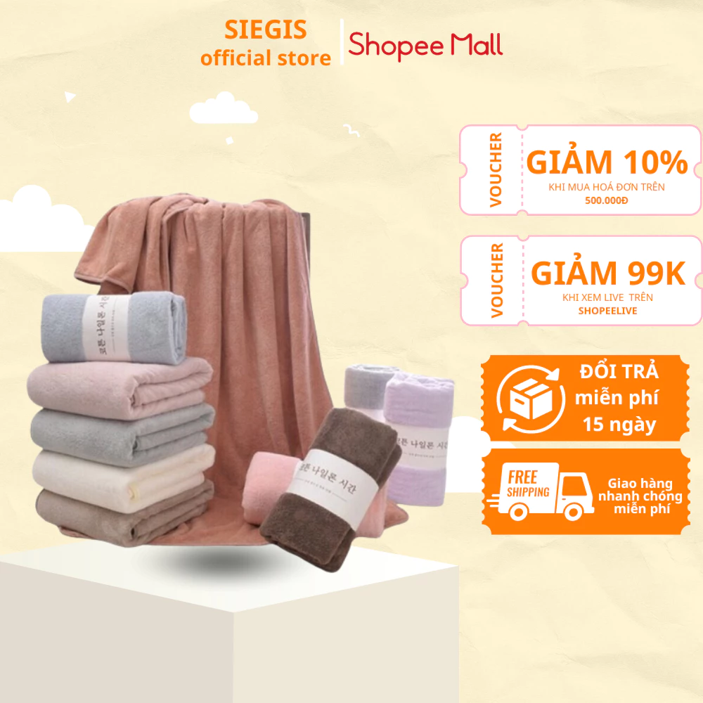 Khăn Tắm Xuất Hàn Quốc DIDOOGLT Cao Cấp, Size Lớn 70x140cm - Siêu Mềm Mịn, Thấm Hút Siêu Bền