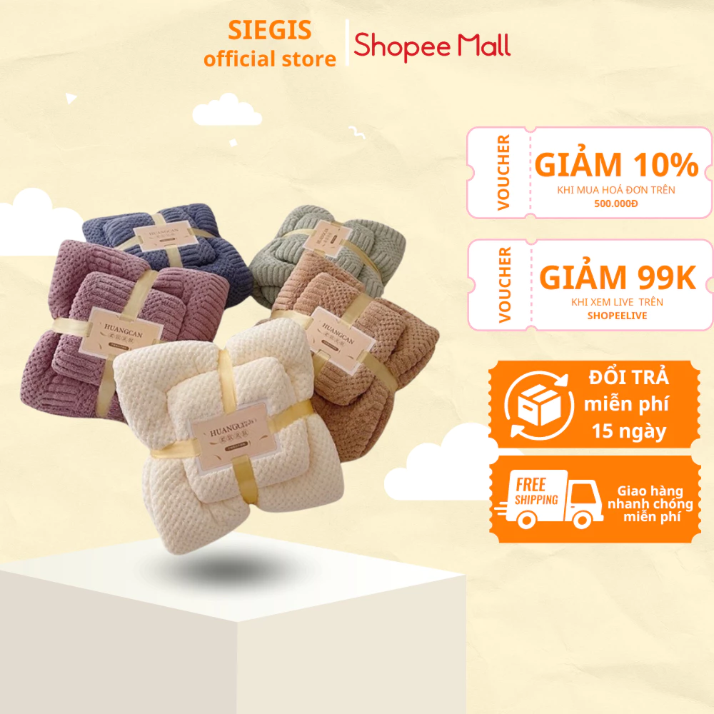 Set 2 Khăn Tắm Lông Cừu, Xuất Xứ Hàn Quốc Cỡ Lớn, Mềm Mịn Thấm Hút Nước DIDOOGLT