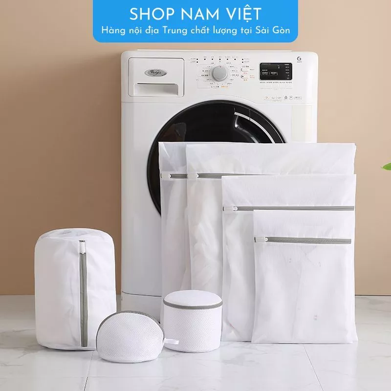 [Hàng Loại 1]Túi Giặt Bảo Vệ Quần Áo Nhiều Kích Cỡ Trắng - Dây Kéo Xám