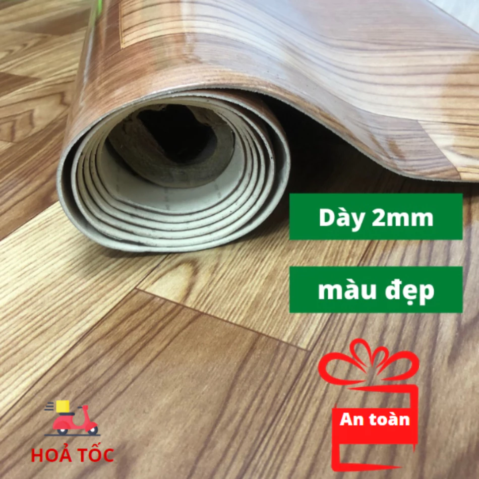 Thảm trải lót sàn simili vân gỗ dày 1.6mm , miếng simili dán sàn giả gỗ nền nhựa pvc nhám chống trượt - Kim Huệ X23