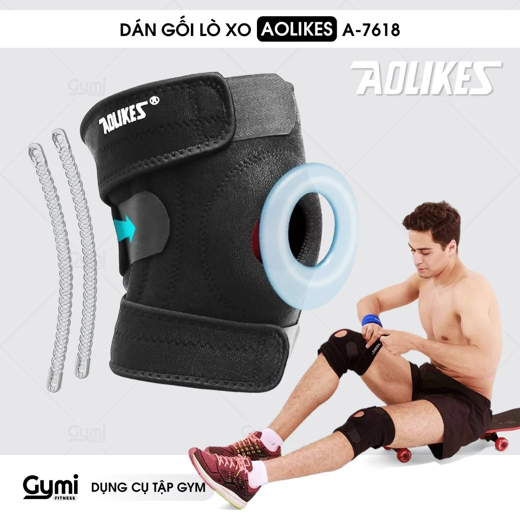 Băng Bảo Vệ Đầu Gối, Dán Gối Aolikes A-7618 - Kèm Lò Xo - AL7618