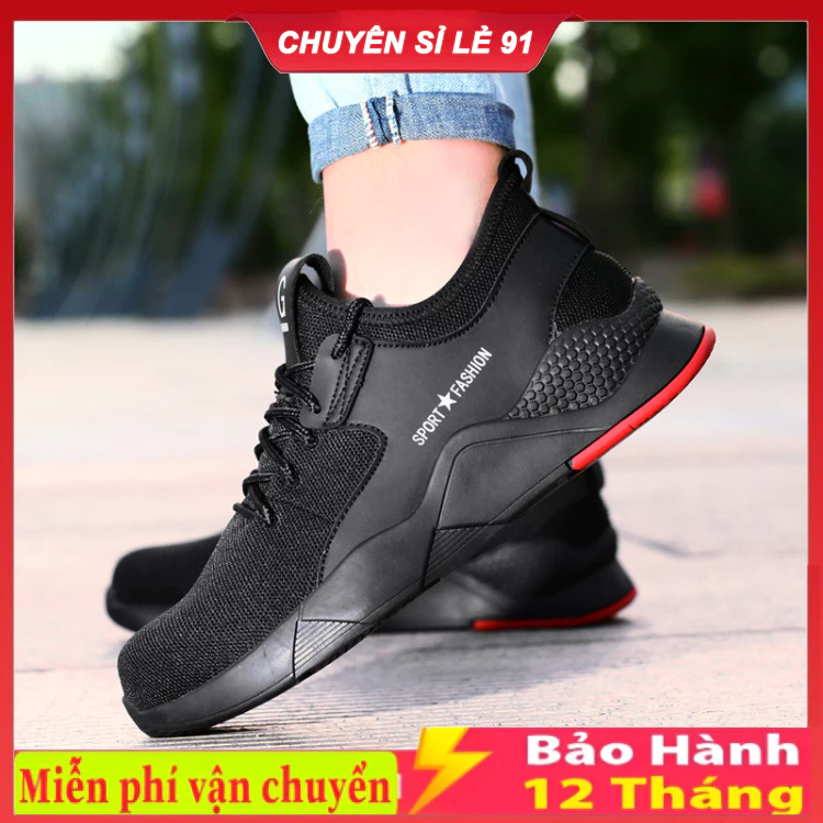 Giày Bảo Hộ Lao Động Nam Nữ Thể Thao - Đế Thép Mũi Thép - Siêu Bền Siêu Nhẹ - BẢO HÀNH 12 THÁNG