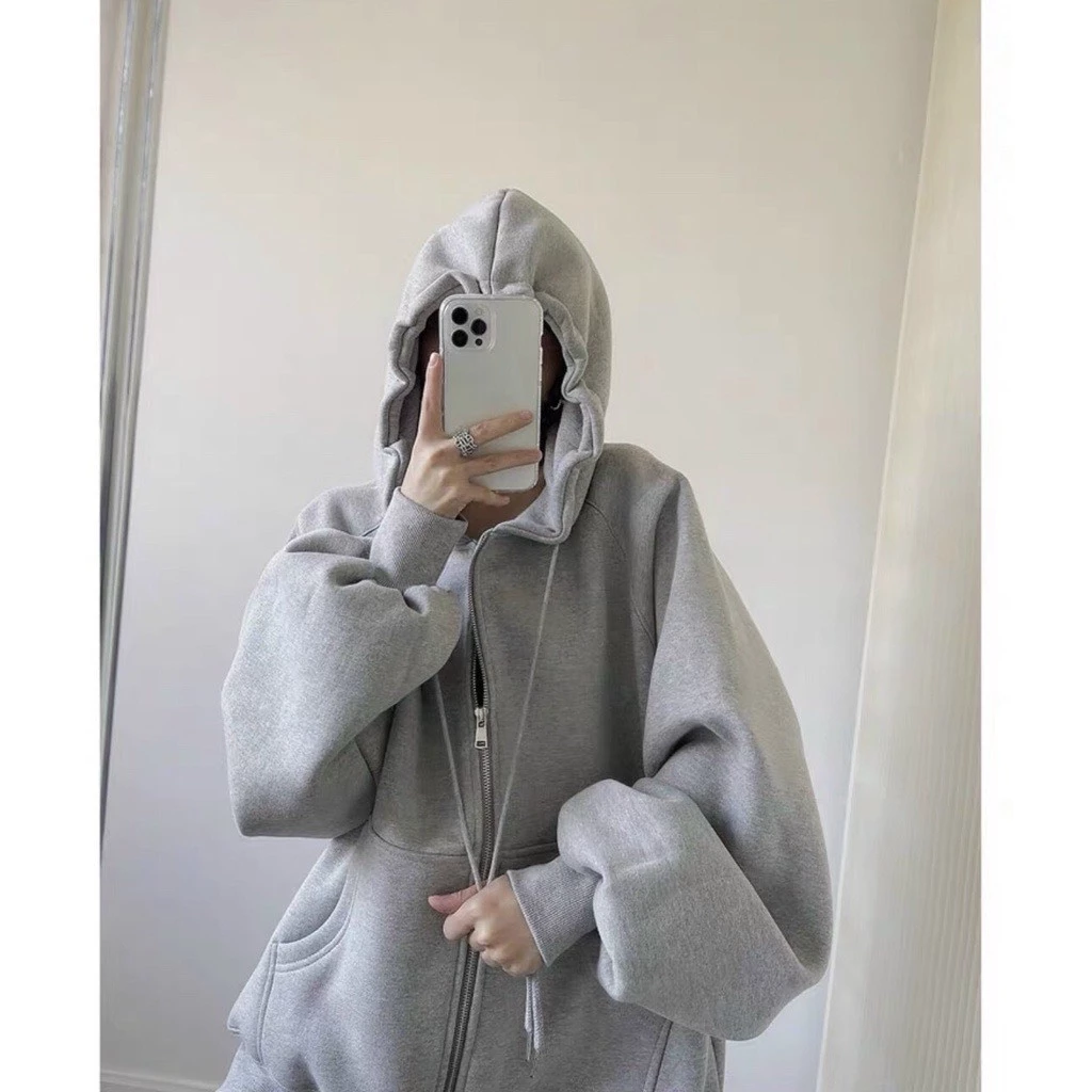 [HOT CÓ TÚI TRONG] Áo Khoác NỈ TRƠN Form Rộng Dây Kéo Nhỏ CÓ TÚI TRONG Phong Cách BASIC top women jacket