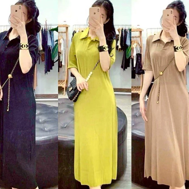 [D06][Hàng Đẹp] Váy / Đầm Dáng Suông Cổ Bẽ Tay Lỡ Xẻ Tà fom rộng dáng dài