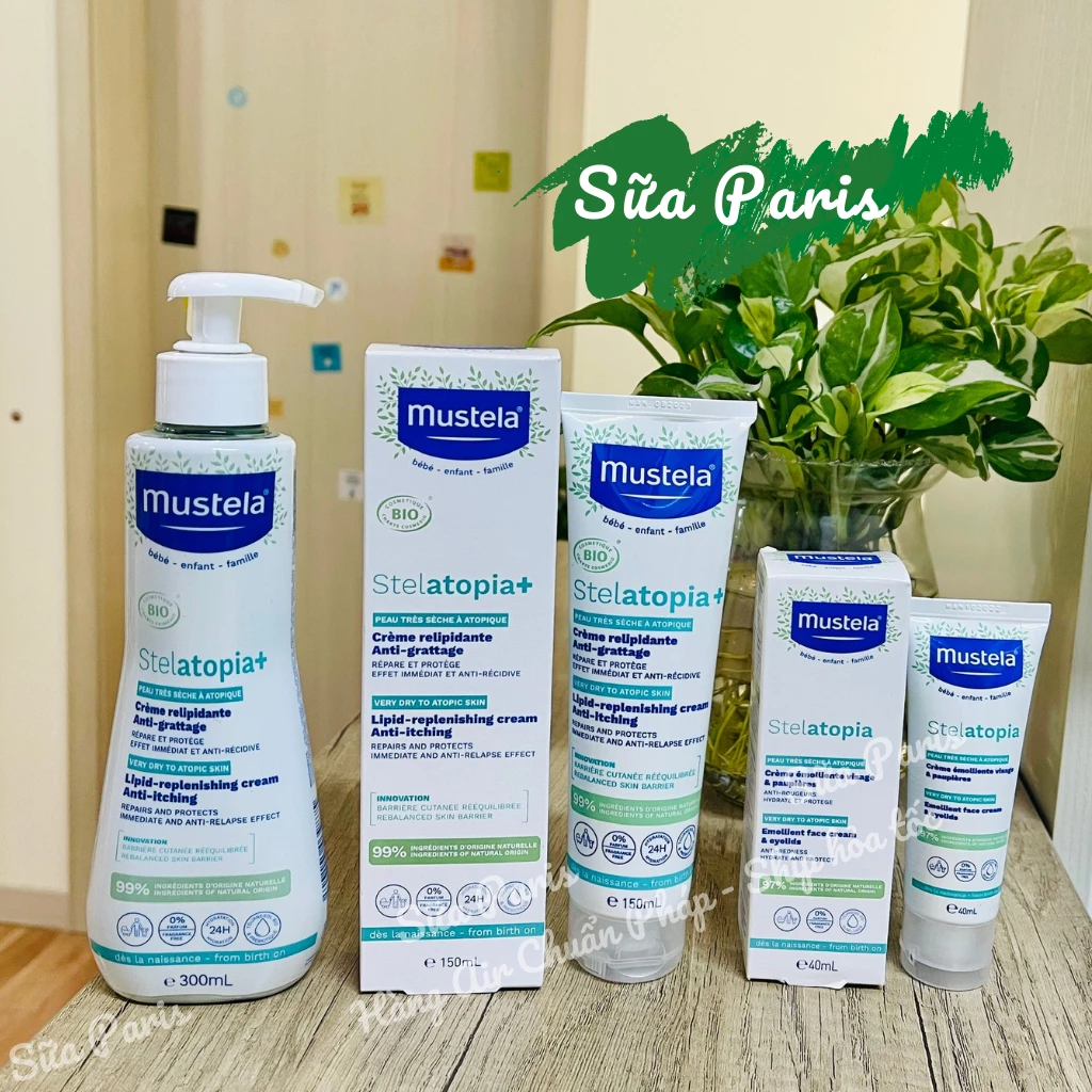Kem Mustela Stelatopia fullsize dưỡng da mặt và cơ thể cho trẻ từ sơ sinh da chàm sữa_Sữa Paris Ader