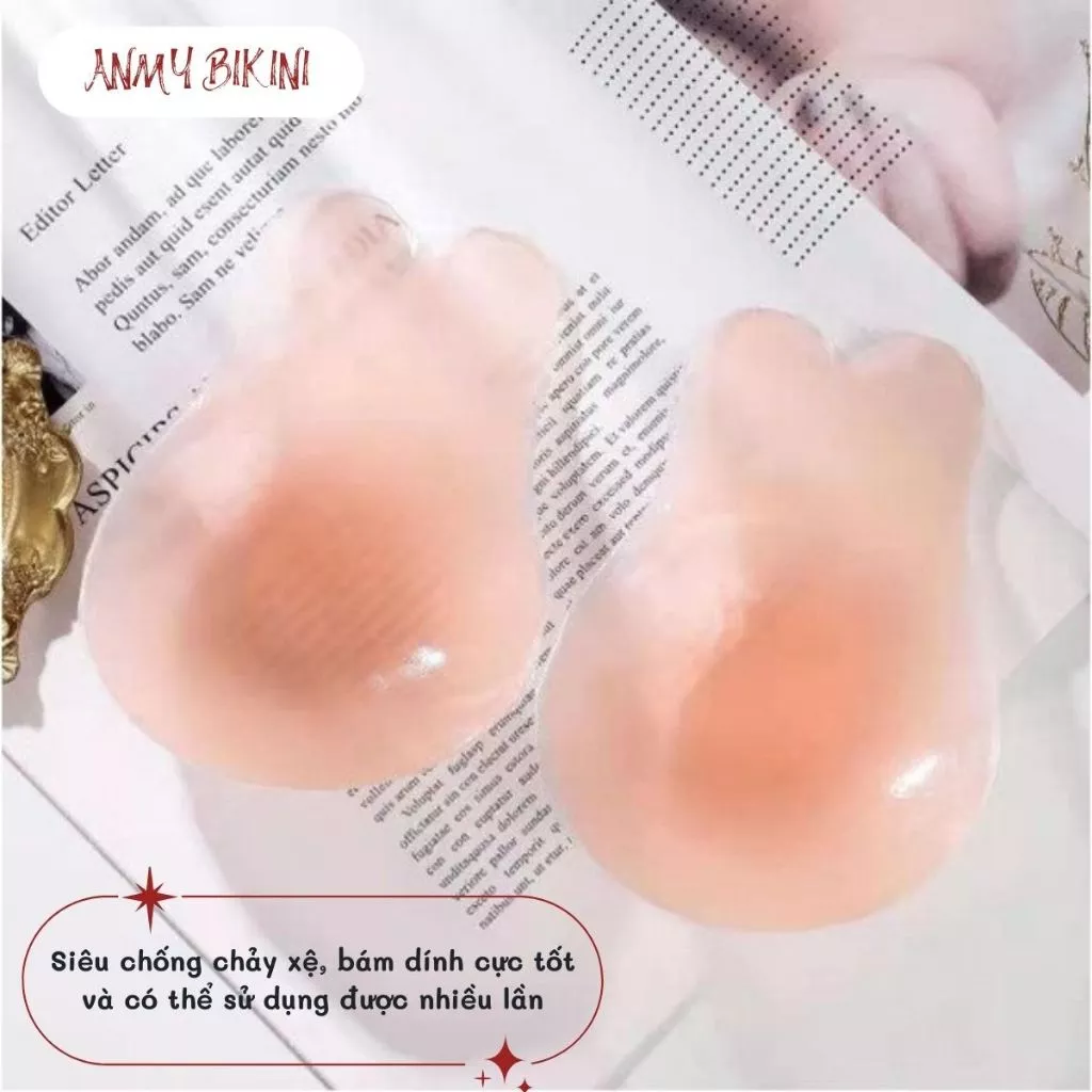 Miếng Dán Nâng Ngực Silicon Cài Trước kèm dây Chống Chảy Xệ Bám Dính Tốt Có Thể Tái Sử Dụng - 1 Đôi