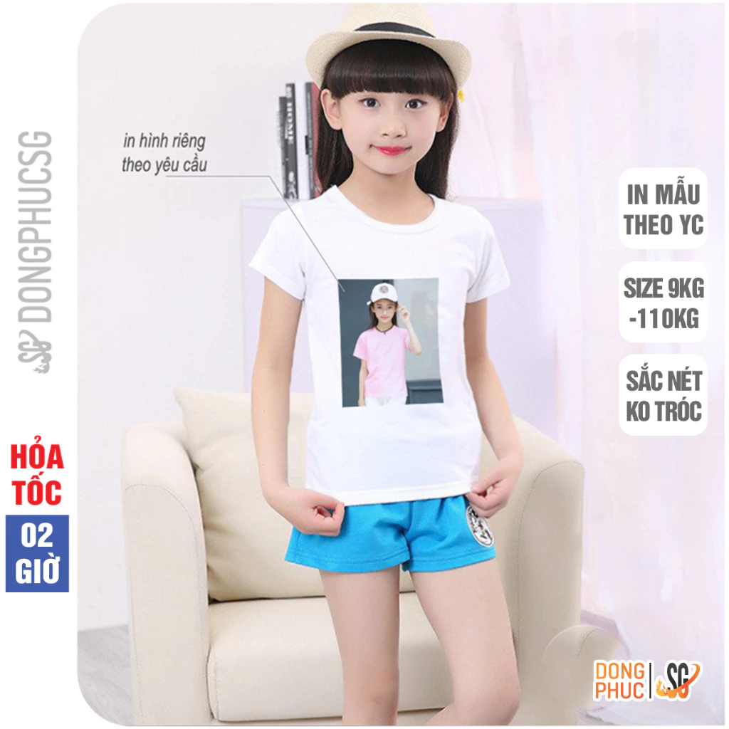 Áo thun in hình ảnh chữ tên riêng theo yêu cầu thun cotton màu trắng đủ size cho bé trai gái nam nữ