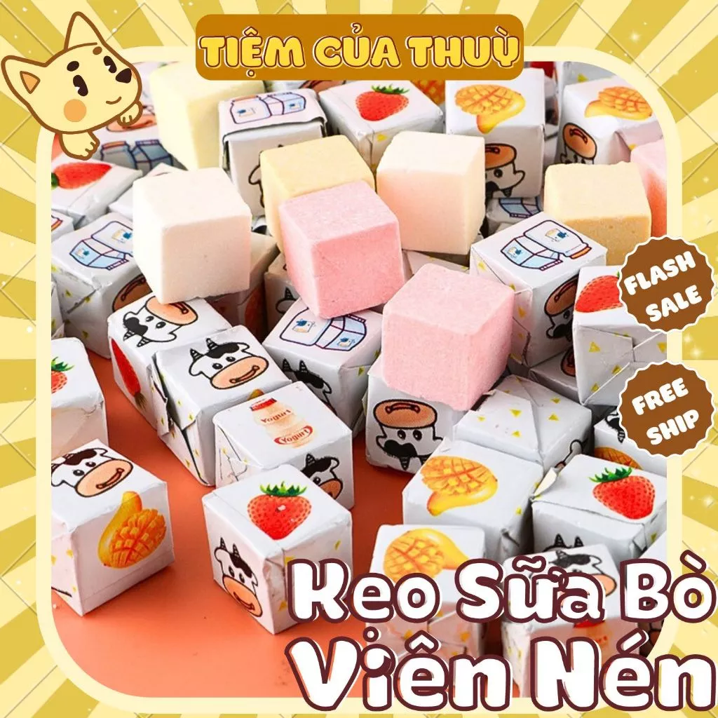500G Kẹo Sữa Chua Viên Nén Thơm Ngon, Kẹo Viên Nén Sữa Chua  Hoa Quả, Kẹo Sữa Bò VIên Nén