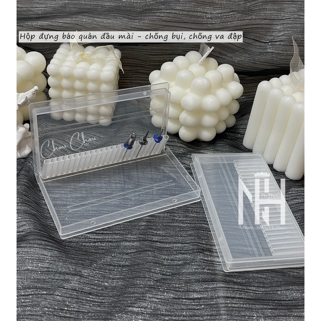 hộp đựng đầu mài làm móng, hộp đựng đầu mài nail