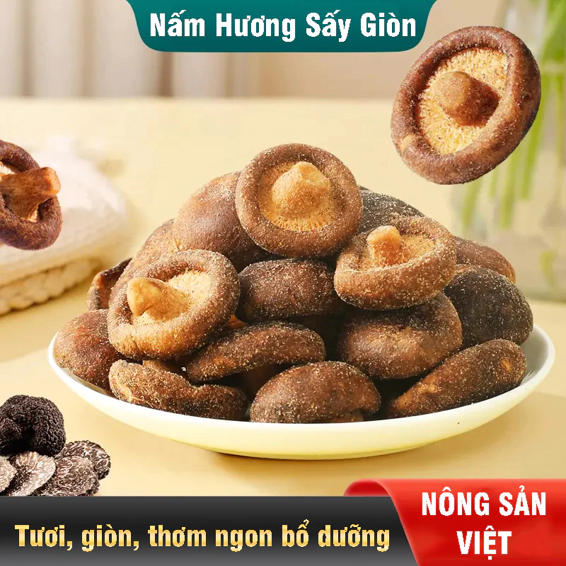 [ÍT CALO] Nấm Hương Sấy Giòn Chân Không, 1 Túi 200gam, Bổ Dưỡng, Đơn Giản Snack Foods