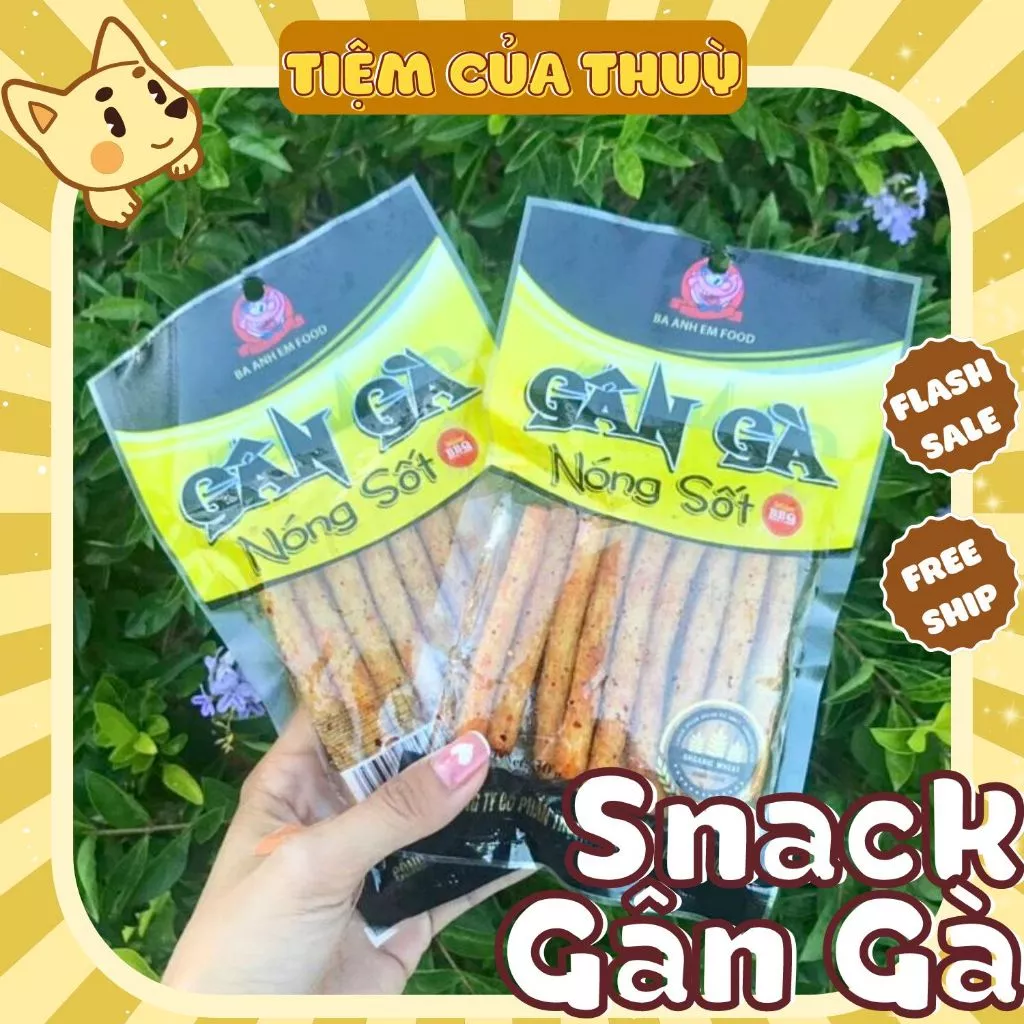 Snack Gân Gà Nóng Sốt Ba Anh Em Food, Snack Cay Xé, ăn vặt tuổi thơ cổng trường