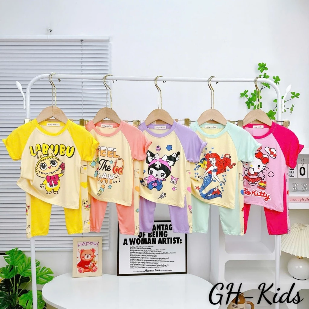 [ XẢ KHO LẺ SIZE  ] [Size 8-25kg ]  Bộ Tay Ngắn Quần dài Thun LẠNH  cho bé gái Thoáng Mát  , mền mịn Cho Bé 0-7 Tuổi
