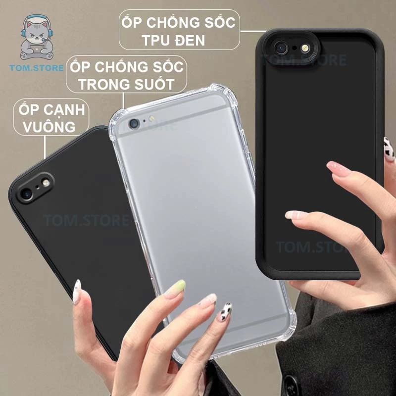 Ốp lưng IPhone 6-6G-6S / 6 PLUS-6S PLUS / 7-7G/ 8-8G / SE / 7 Plus / 8 Plus chống sốc,viền vuông,trong suốt silicon
