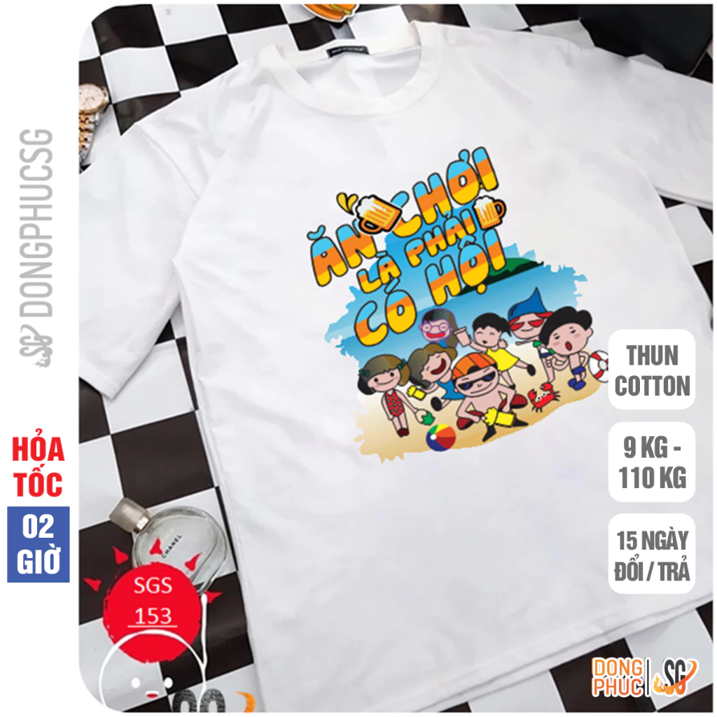 Áo thun hội nhóm lớp unisex nam nữ độc đáo phông màu trắng thun cotton mềm mịn SGS153 | DONGPHUCSG