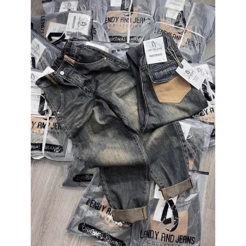 Quần Bò Baggy Jeans Lưng Chun Phối Túi Trơn, Quần Bò Jeans Nữ Cạp Cao Dáng Baggy Phong Cách Ulzzang
