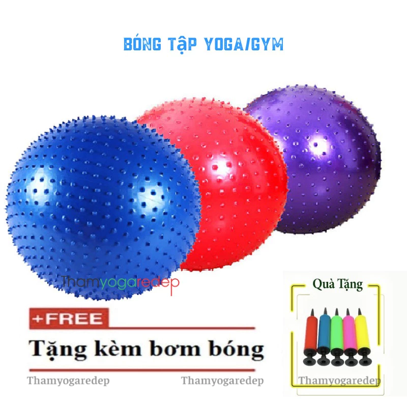 Bóng tập Yoga,Gym GAI Massage (Size 45, 55, 65, 75CM) Tặng Kèm Bơm Chân Không( BÓNG GAI)