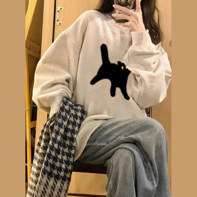 Áo SWEATER Nam Nữ HELLO CAT Form Rộng Dài Tay Chất Nỉ Bông Unisex basic Thời Trang Trẻ Trung